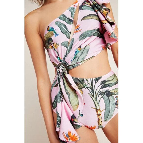 Anthropologie PatBo Tropical One Shoulder Swimsuit - Picture 6 of 14